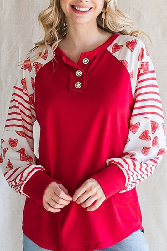 Hapy Hearts:  Stripes and Hearts Long Sleeve T-Shirt