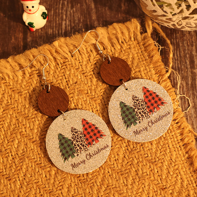 Round Christmas Tree Earrings