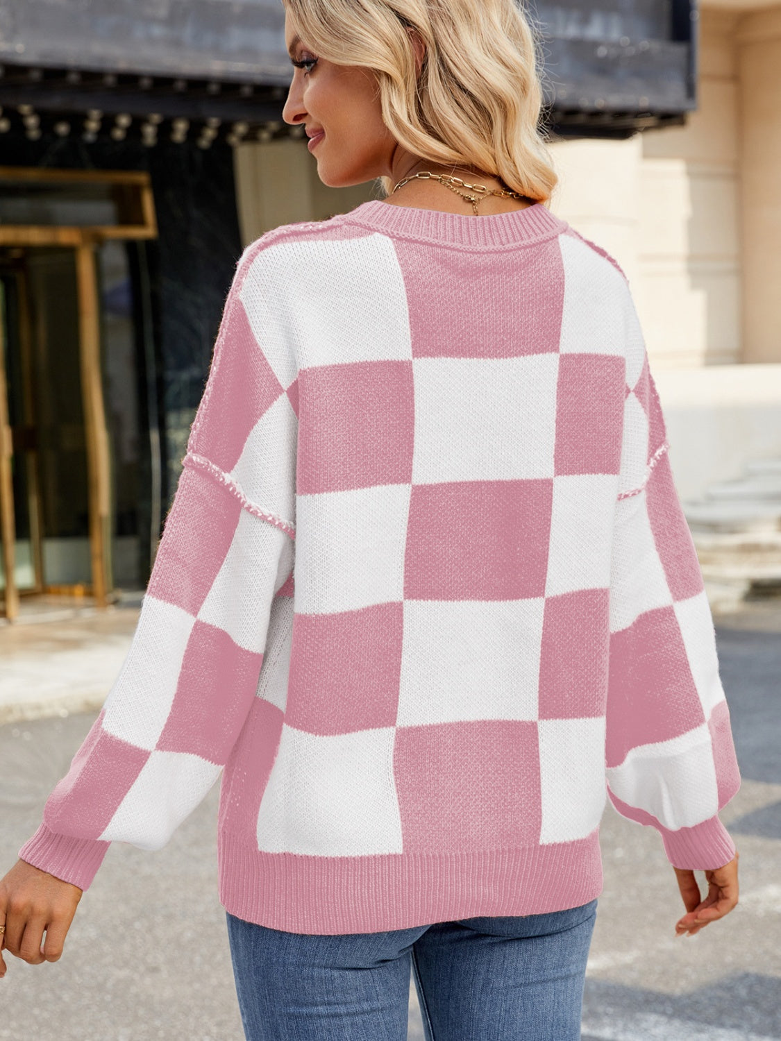 Checkered  Long Sleeve Sweater