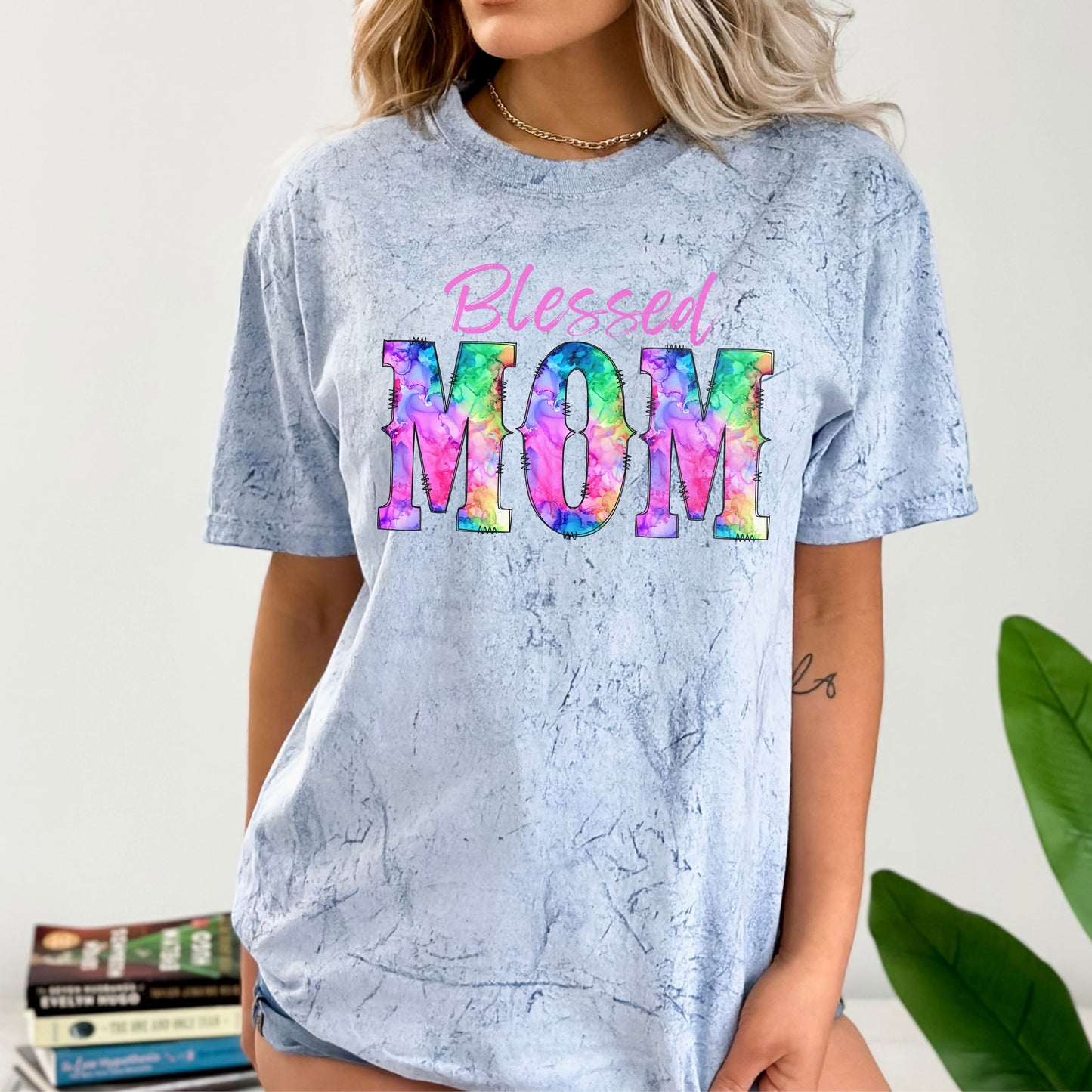 Blessed Mom Color Blast T-Shirt, Colorful Blessed Mom Shirt, Mother's Day T-Shirt