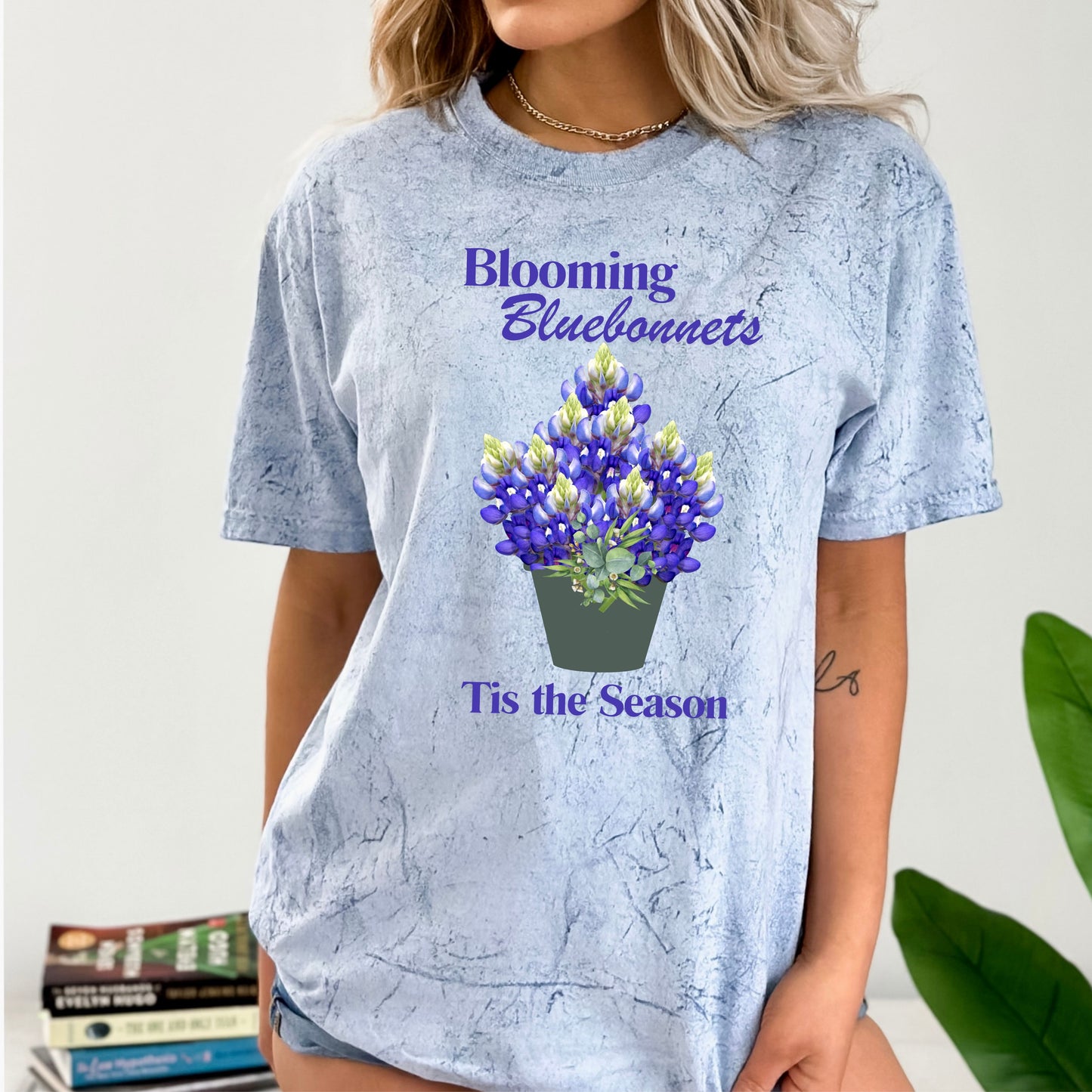Blooming Bluebonnets Color Blast T-Shirt, Texas Bluebonnets, Floral T-Shirt, Gifts For Her, Friend Gift, Mom Gift, Texas TShirt, Texas Shirt