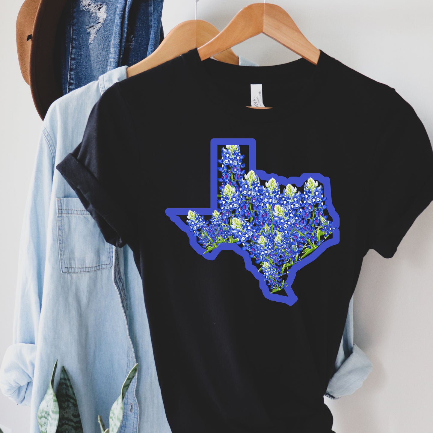 Texas with Bluebonnets Jersey Short Sleeve Tee, Bluebonnets Tshirt, Inspirational Tshirt, Inspiring Shirt, Gifts for Her, Mother's Day Gift