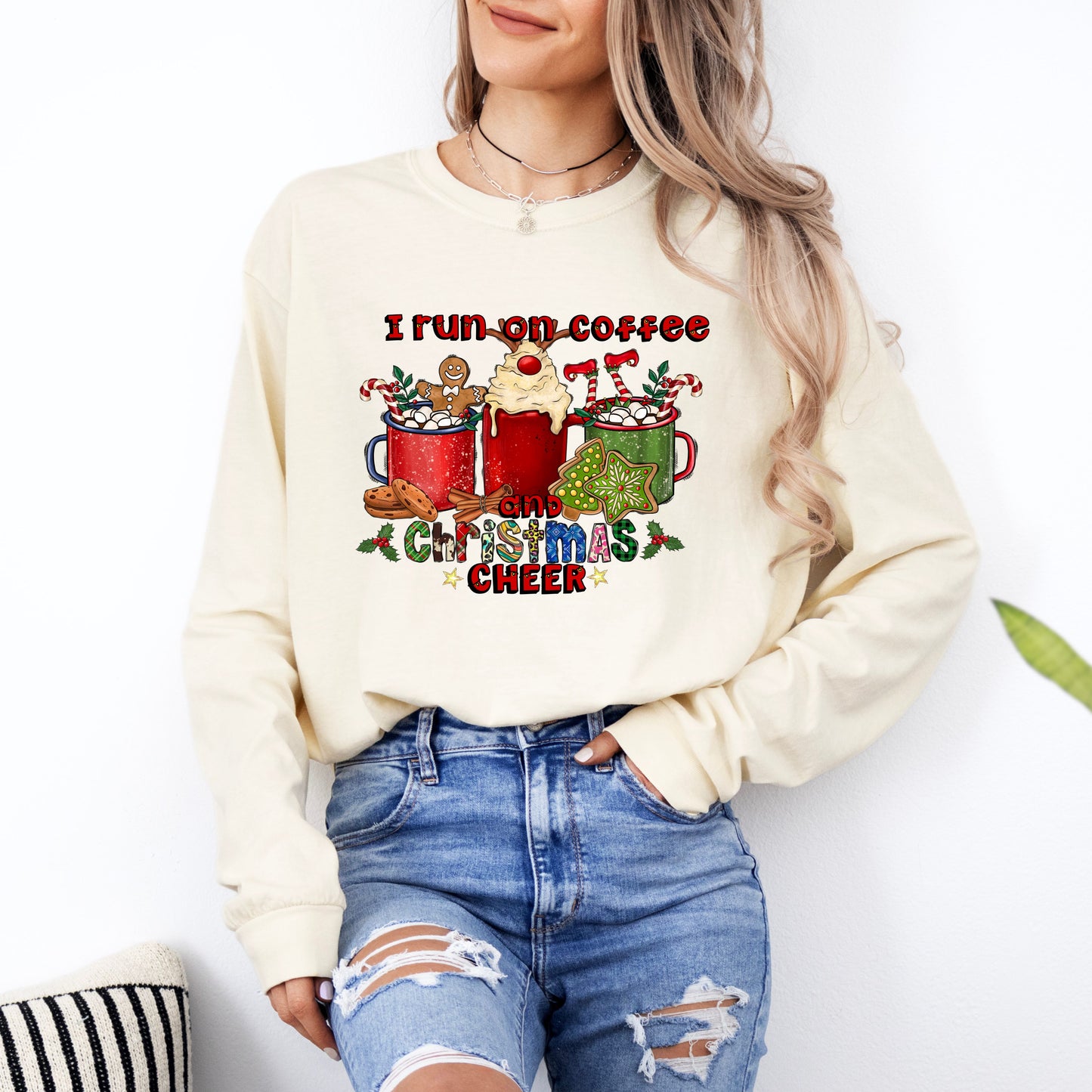 Coffee and Christmas Cheer Long Sleeve T-Shirt