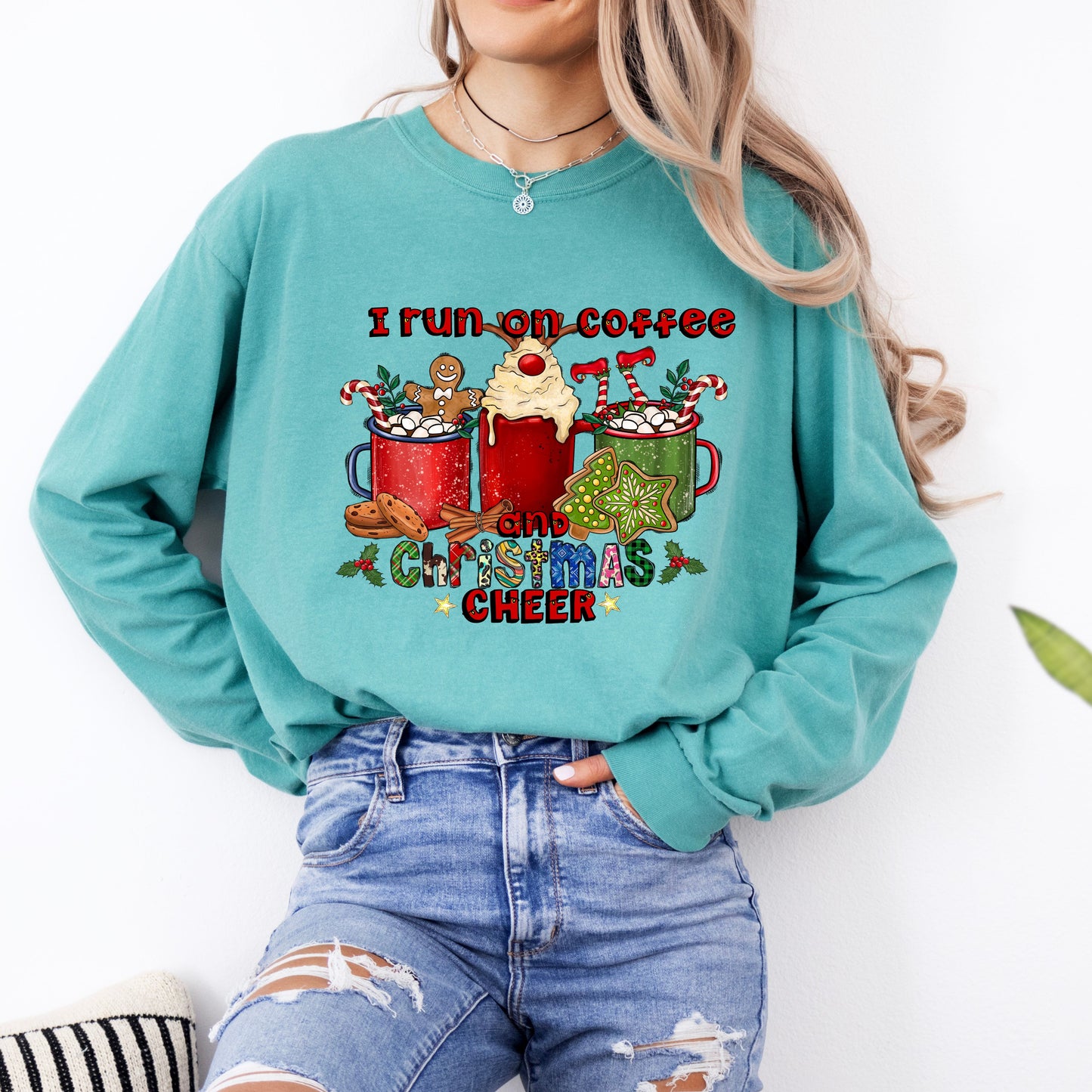 Coffee and Christmas Cheer Long Sleeve T-Shirt