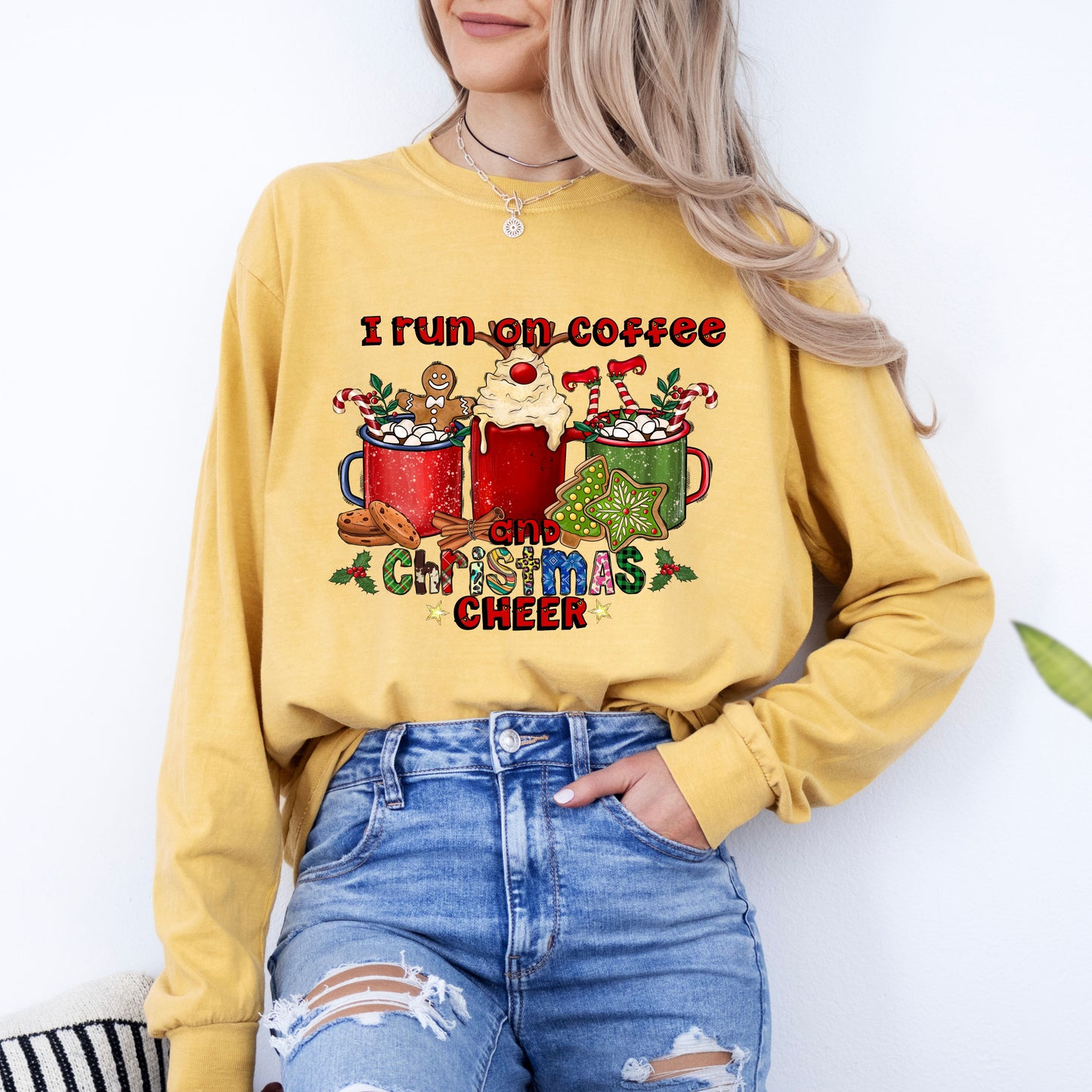 Coffee and Christmas Cheer Long Sleeve T-Shirt