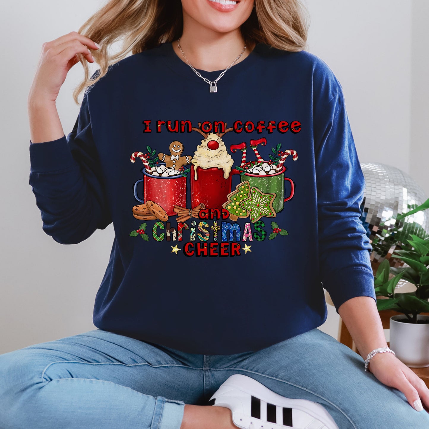 Coffee and Christmas Cheer Long Sleeve T-Shirt