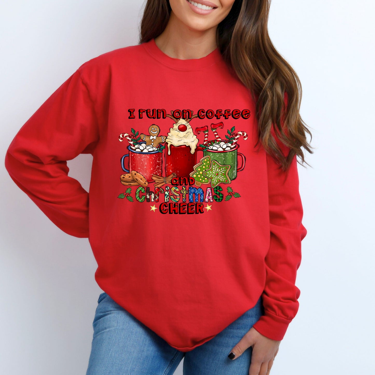 Coffee and Christmas Cheer Long Sleeve T-Shirt