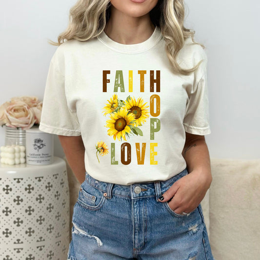Faith Hope Love Sunflower T-shirt, Inspirational Tshirt, Faith Hope Love Shirt, Gifts For Her, Gifts For Women, Sunflower Shirt, Floral Tee