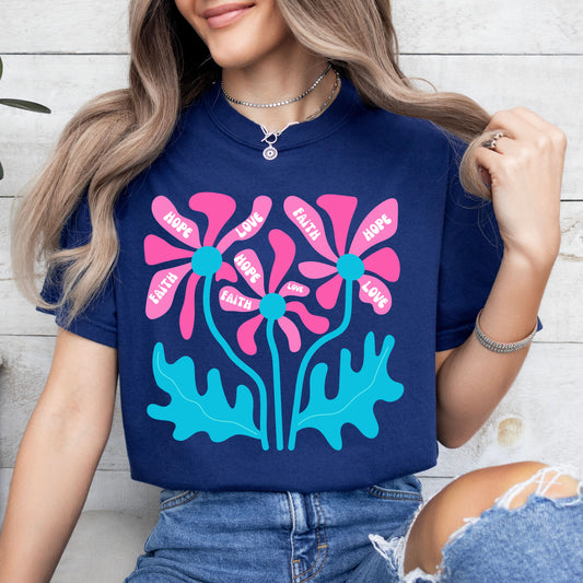 Beautiful Faith Hope & Love Floral T-Shirt