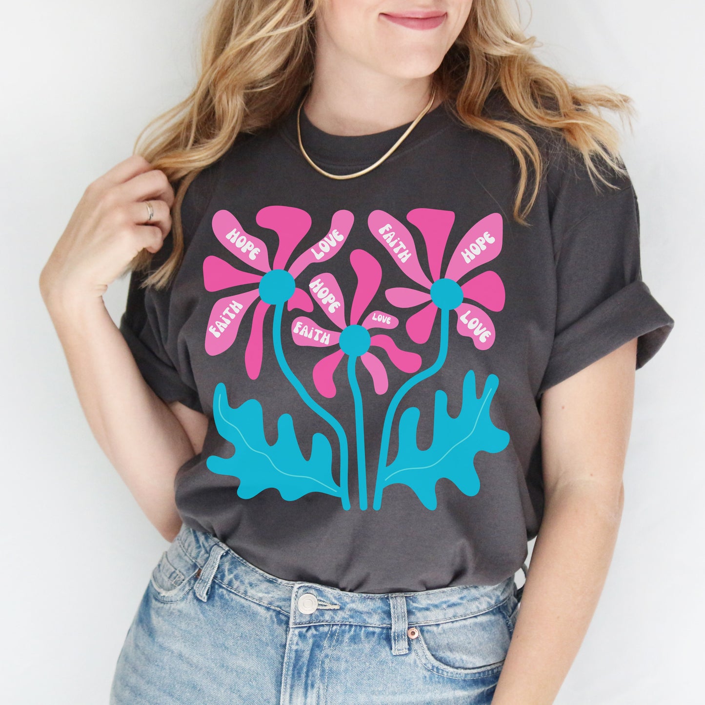 Beautiful Faith Hope & Love Floral T-Shirt