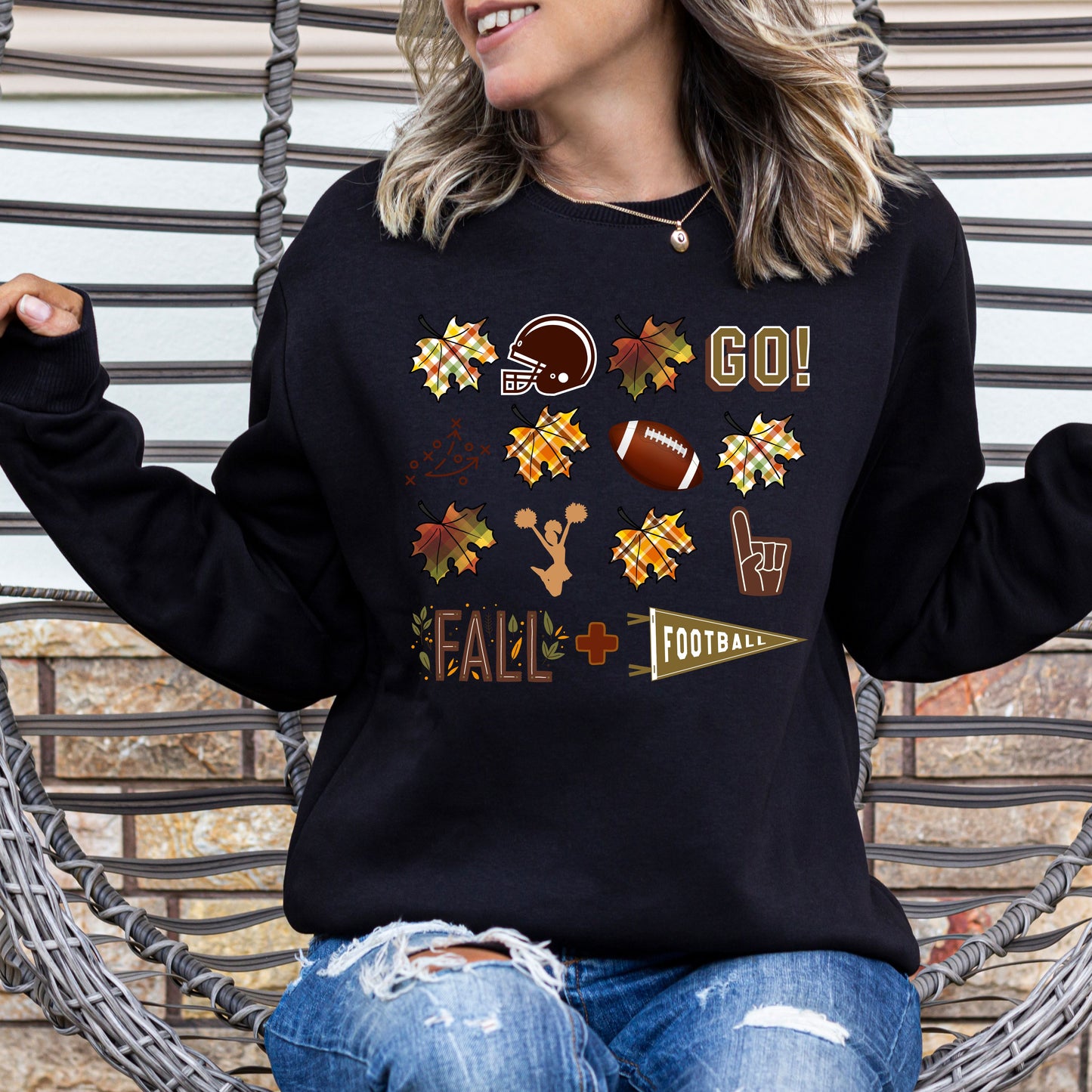 Fall Leaves + Everything Football Long Sleeve T-Shirt