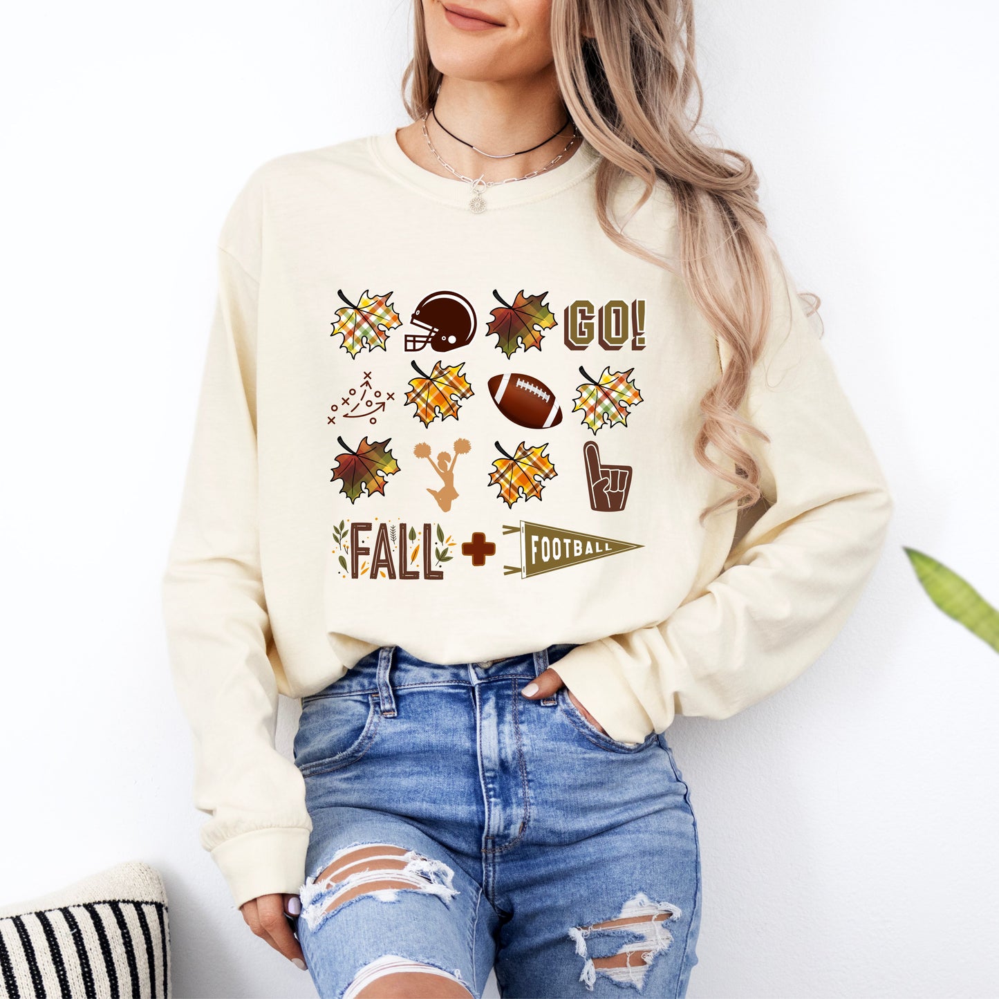 Fall Leaves + Everything Football Long Sleeve T-Shirt