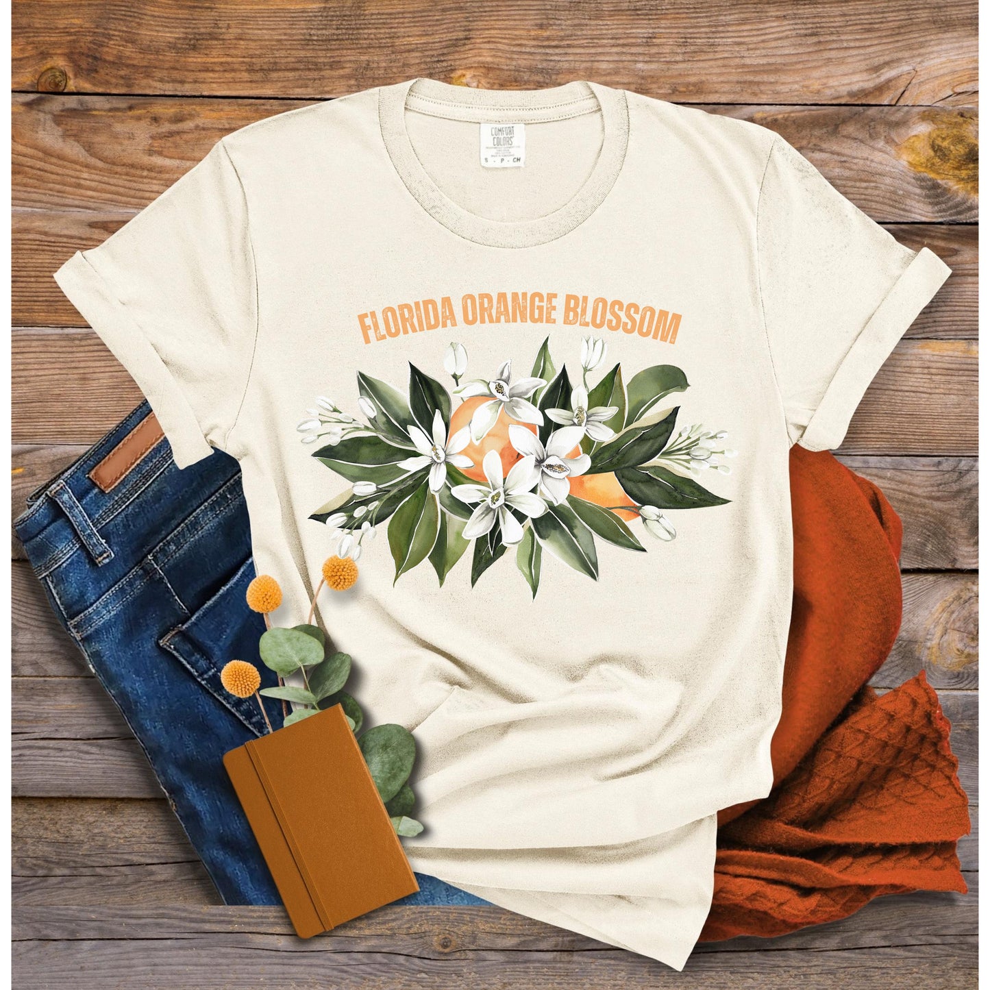 Lovely Florida Orange Blossom State Flower Garment-Dyed T-shirt, Florida Shirt, State Flower Tshirt, Gifts For Her, Gifts For Women