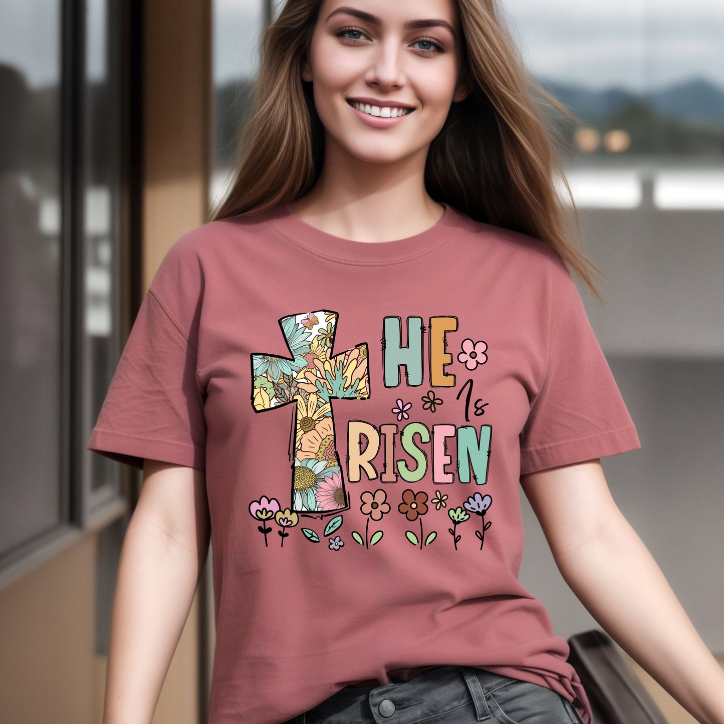 He Is Risen T-shirt, Easter T-Shirt, He Is Risen Shirt, Easter Shirt, Christian T-Shirt, Inspirational T-Shirt, Gifts For Her, Easter Cross