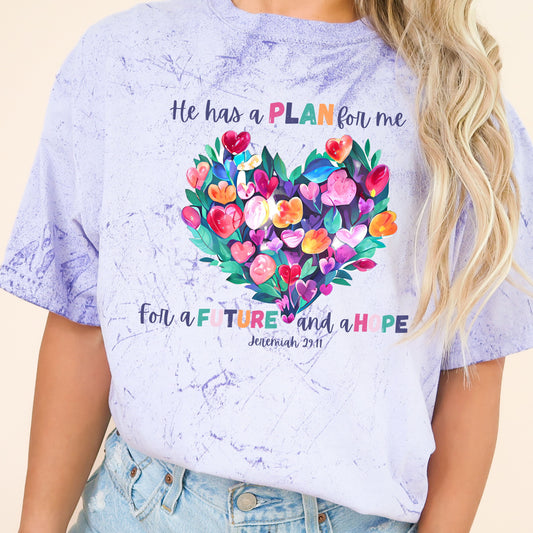 He has a Plan for Me Color Blast T-Shirt, Christian T-Shirt, Inspirational T-Shirt, Gifts For Her, Inspiring Gift, Gift for Friend Inspiring