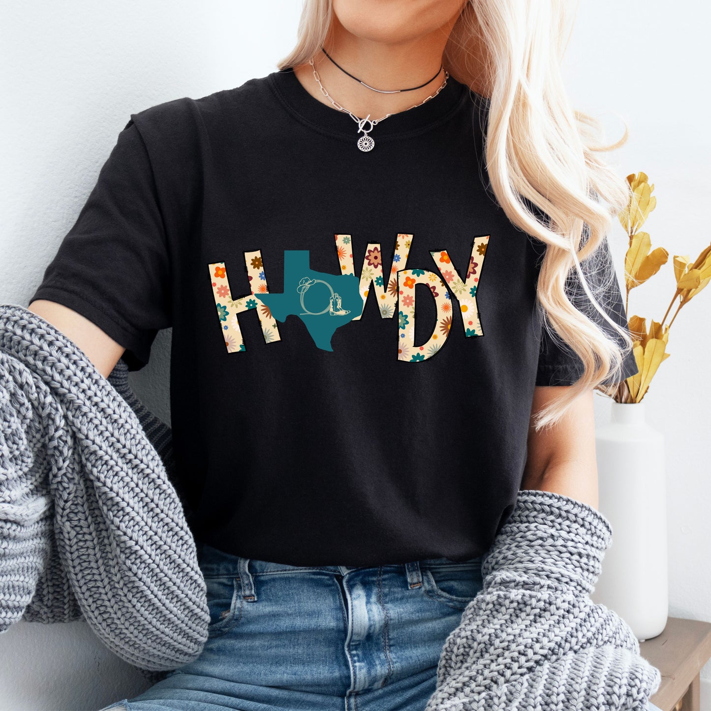 HOWDY with Floral Letters and Texas Comfort Colors T-Shirt