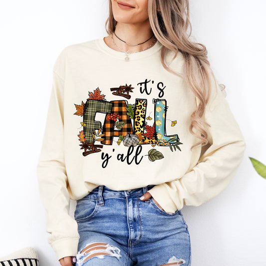 It's Fall Y'all:  Comfort Colors Long Sleeve T-Shirt