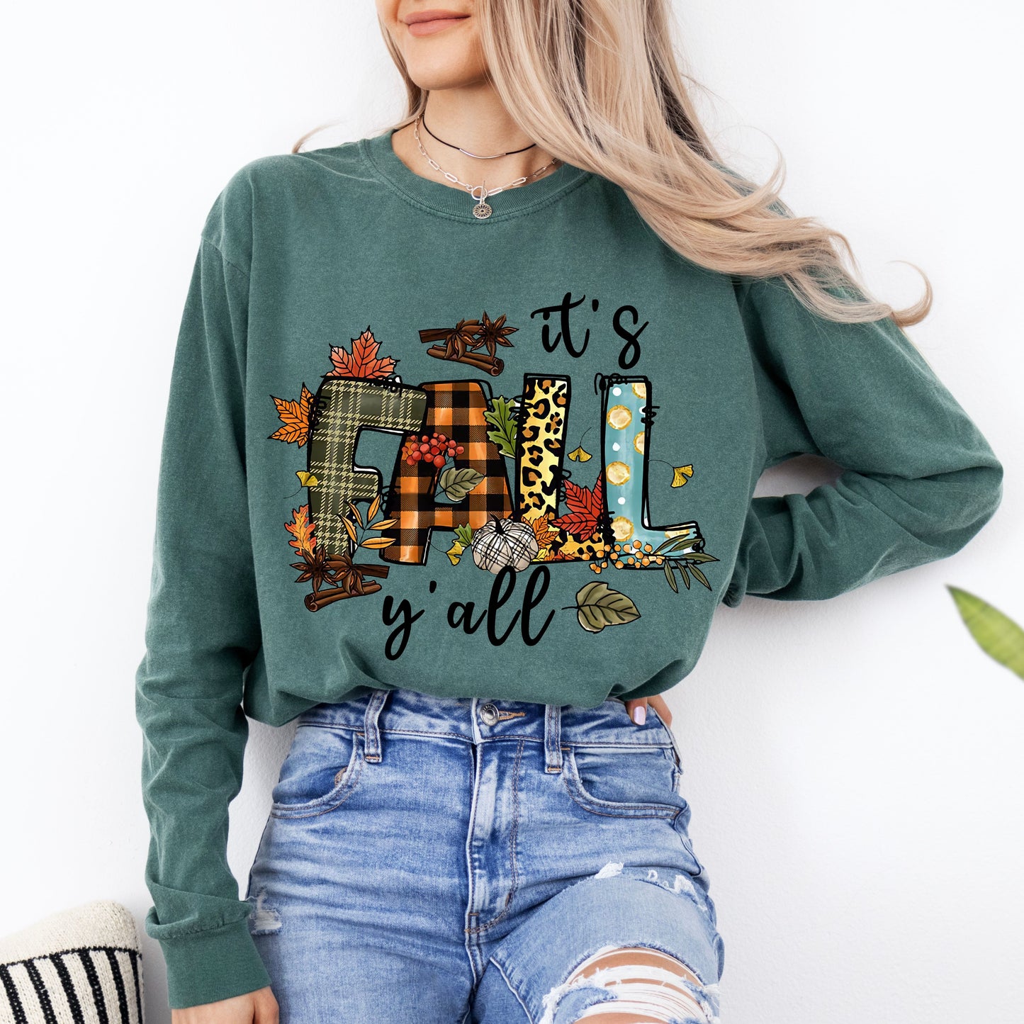 It's Fall Y'all:  Comfort Colors Long Sleeve T-Shirt