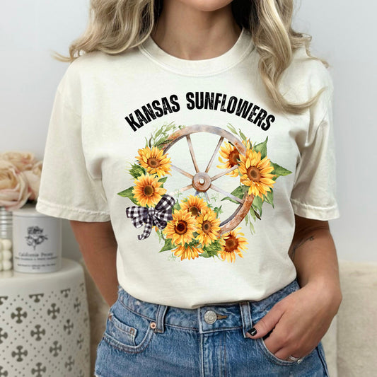 Beautiful Kansas Sunflowers State Flower Garment-Dyed T-shirt, Kansas Sunflowers Shirt, State Flower Tshirt, Gifts For Her, Gifts For Women