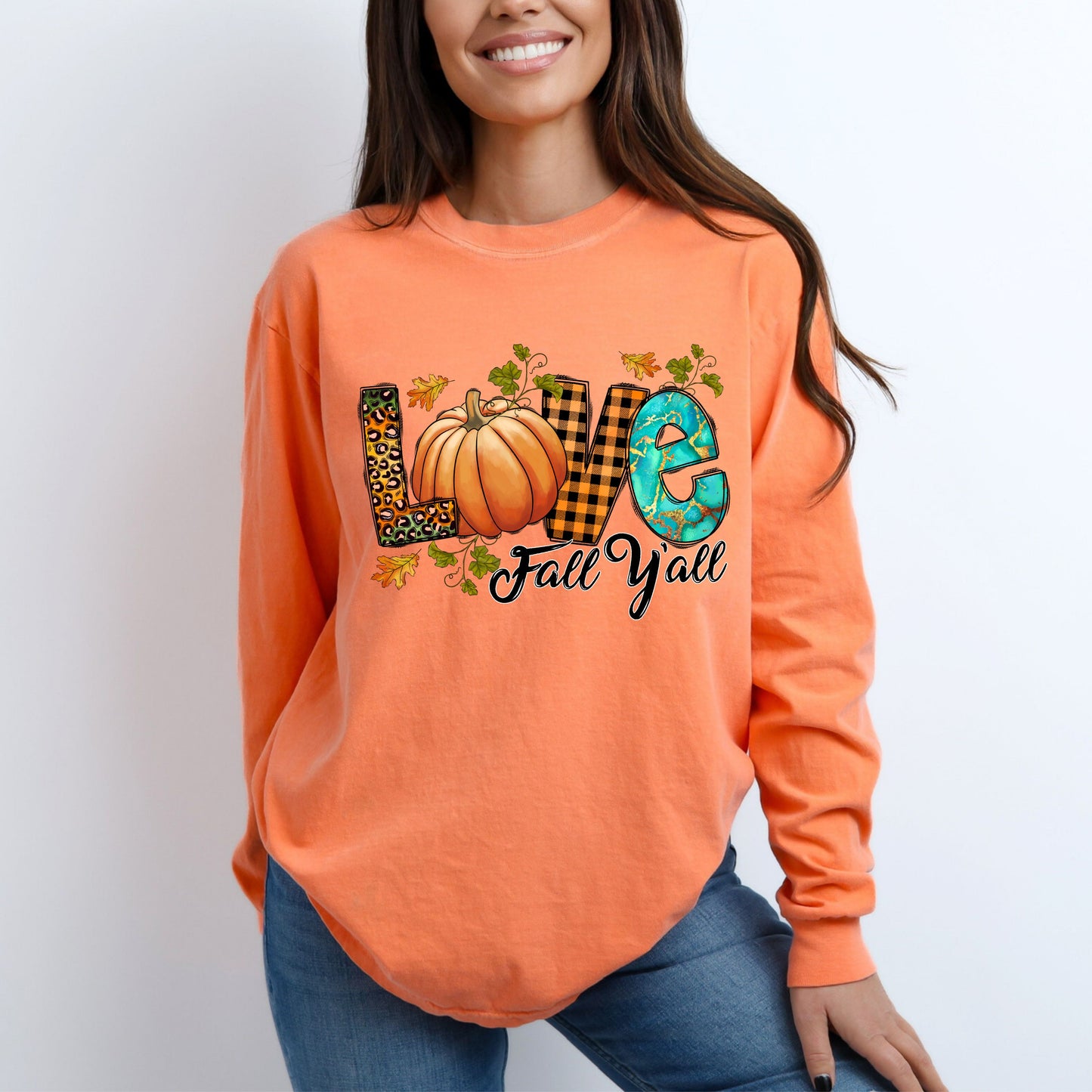 LOVE Fall Y'all Long Sleeve Comfort Colors T-Shirt