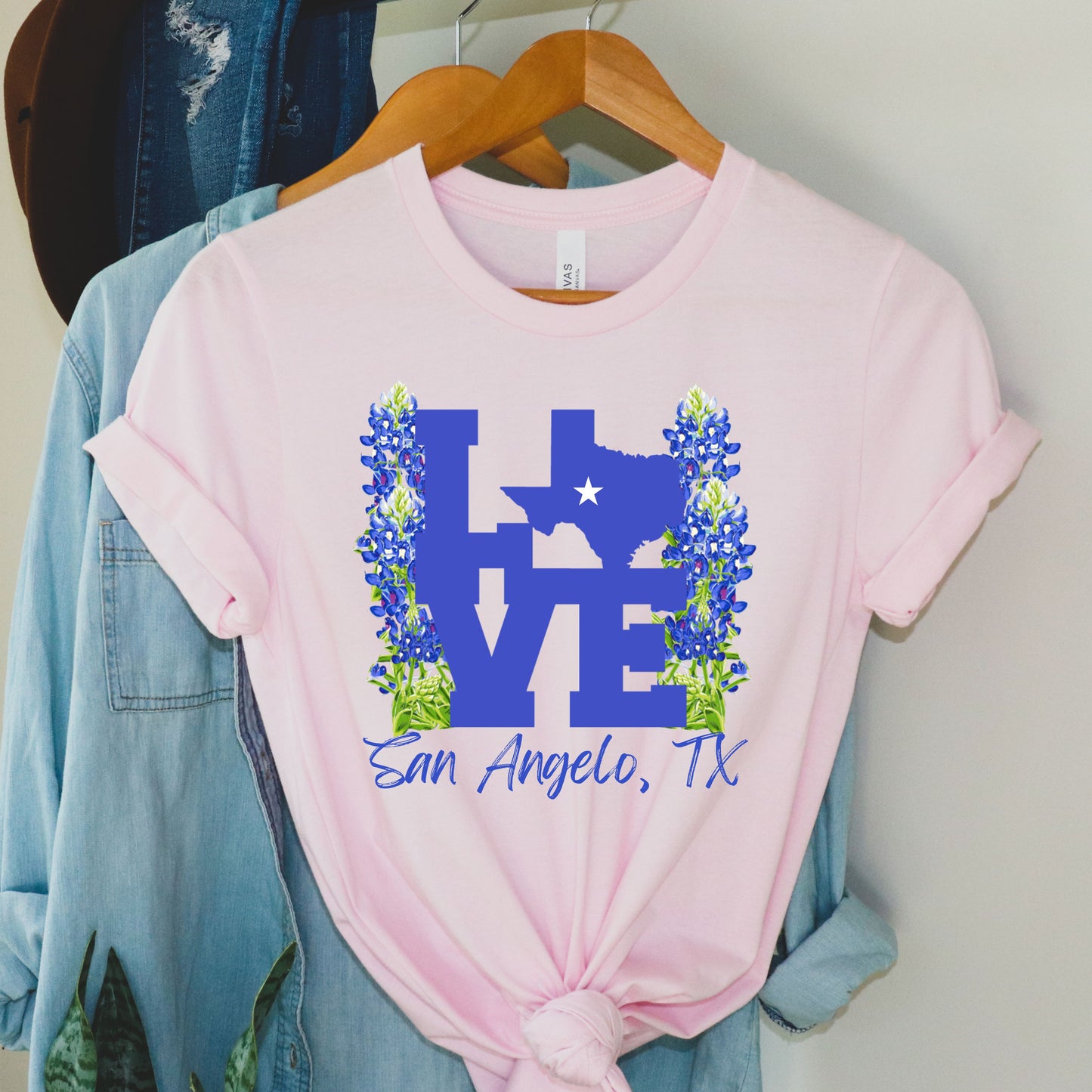 LOVE San Angelo TX Bluebonnet Short Sleeve Tee