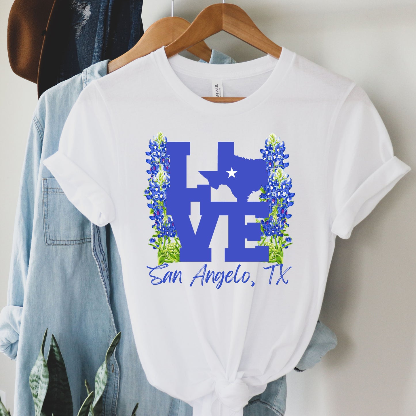 LOVE San Angelo TX Bluebonnet Short Sleeve Tee