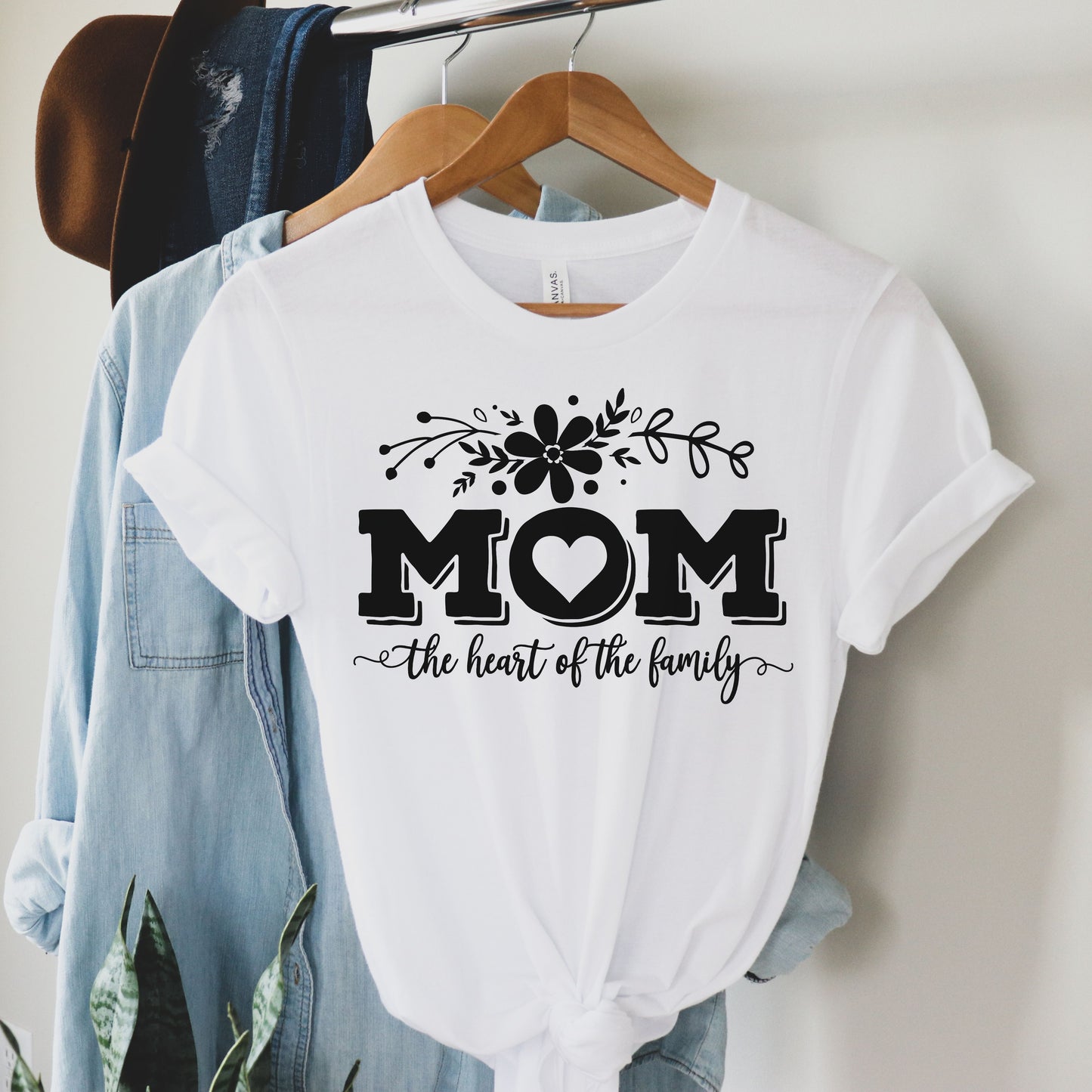 Mom The Heart of the Family Short Sleeve Tee, Mother's Day Shirt, Gift for Mom