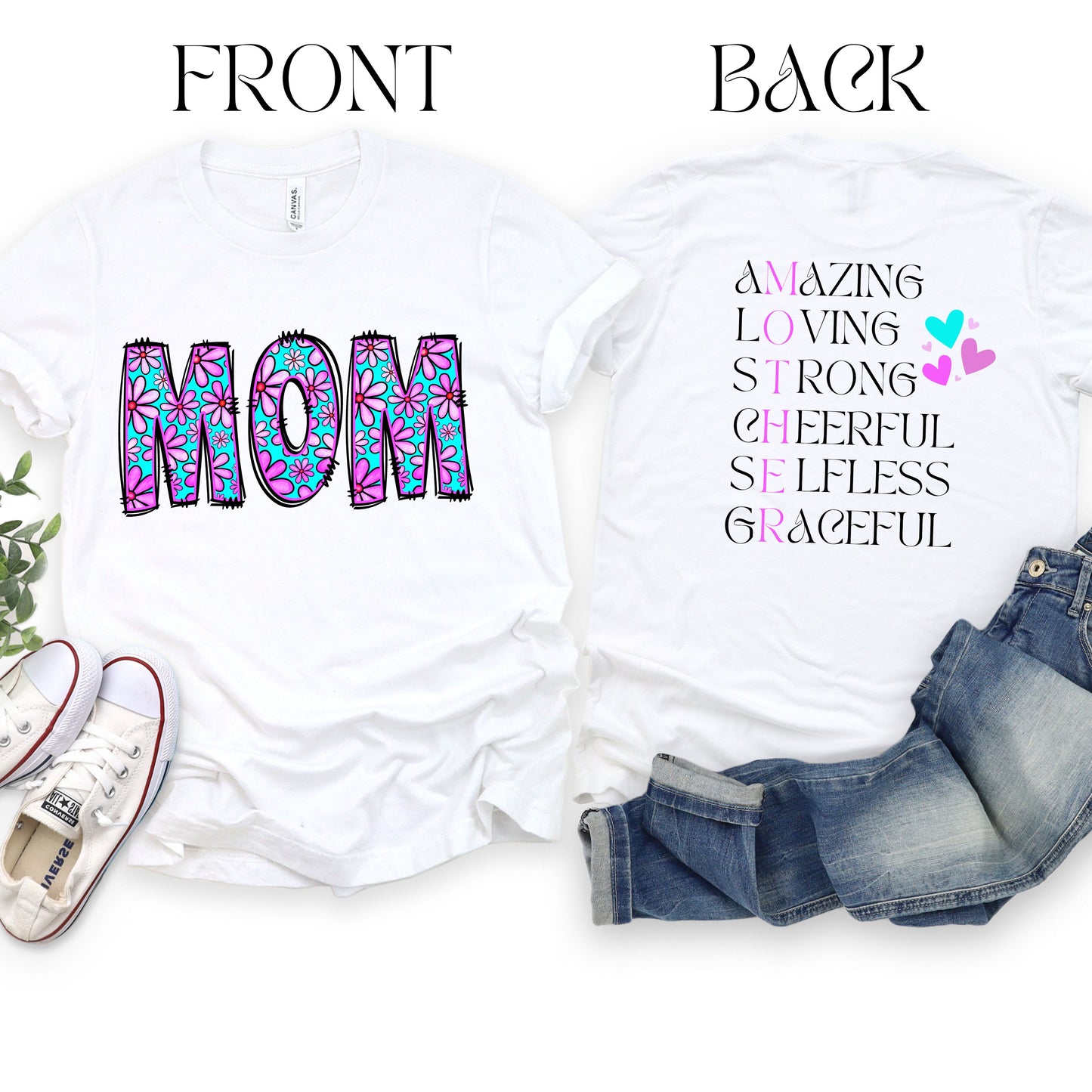 MOM Jersey Short Sleeve Tee With Descriptive Words On Back