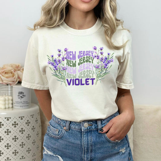 New Jersey Violet T-shirt, New Jersey State Flower Shirt, New Jersey Shirt, Violet T-Shirt, Gifts For Her, Gifts For Mom, Floral T-Shirt