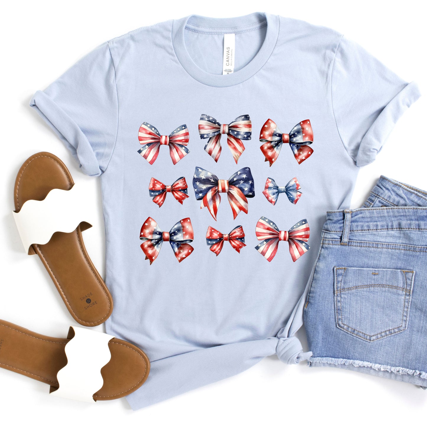 Bows in a Row:  Patriotic American Bows on Short Sleeve Tee