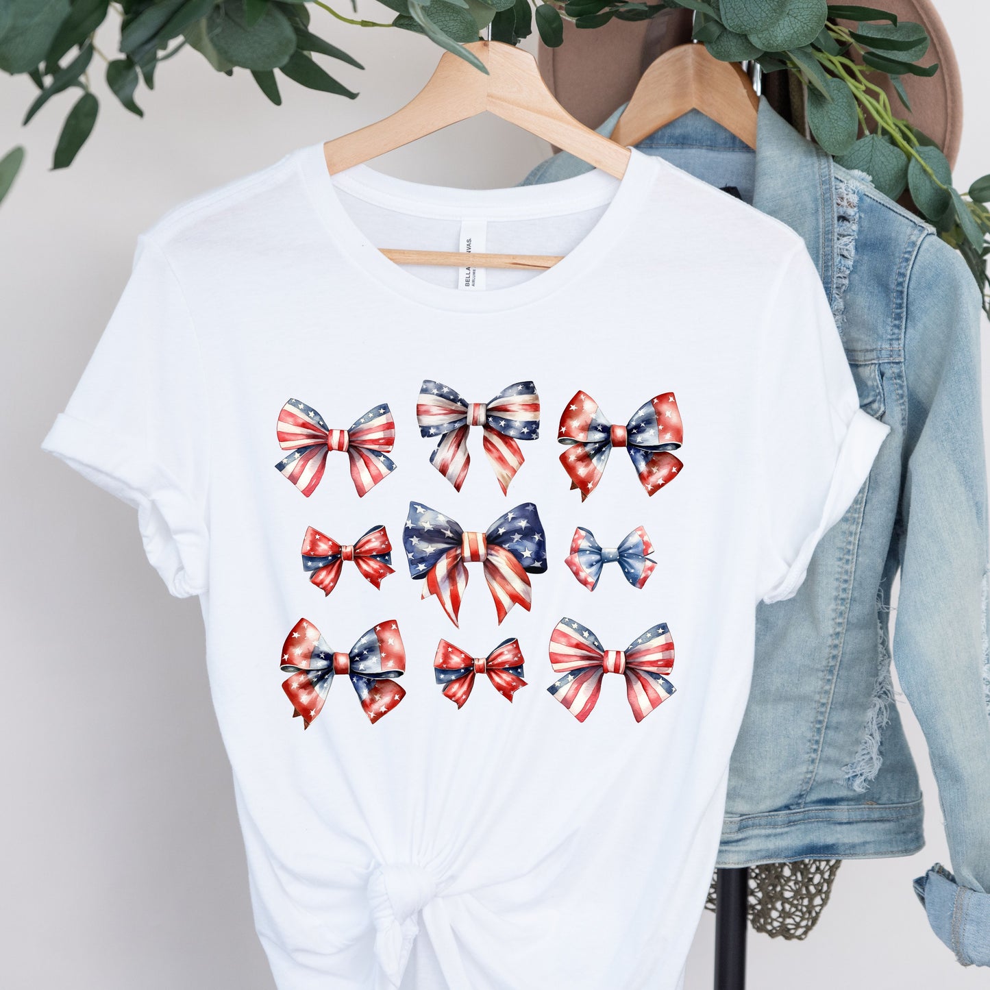 Bows in a Row:  Patriotic American Bows on Short Sleeve Tee