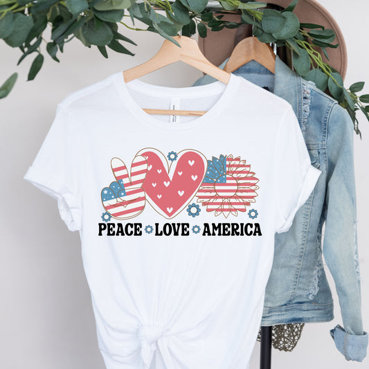 Peace Love America Jersey Short Sleeve Tee