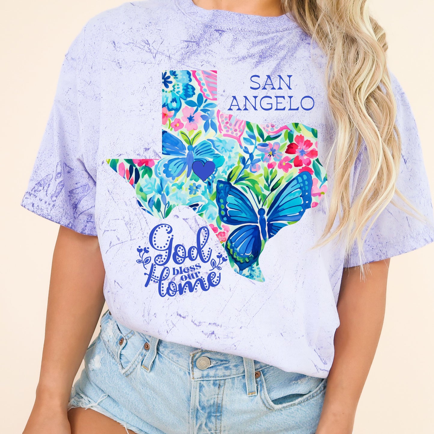 San Angelo Texas God Bless Our Home Color Blast T-Shirt