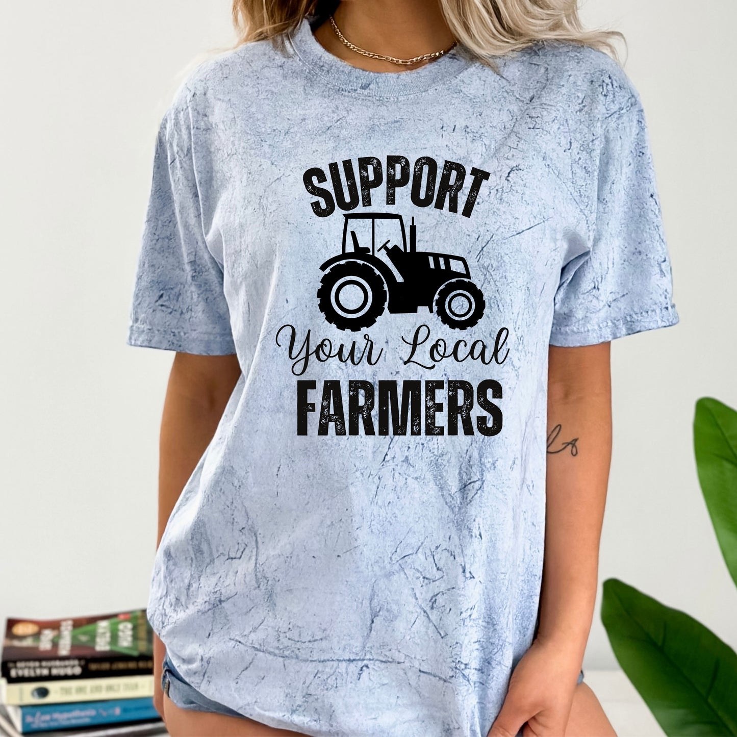 Support Your Local Farmer Pink or Blue Color Blast T-Shirt