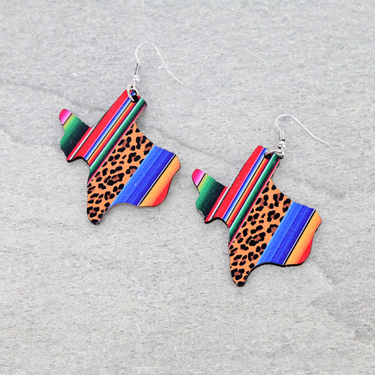 Texas Serape and Leopard Print Earrings, Lightweight Western Earrings