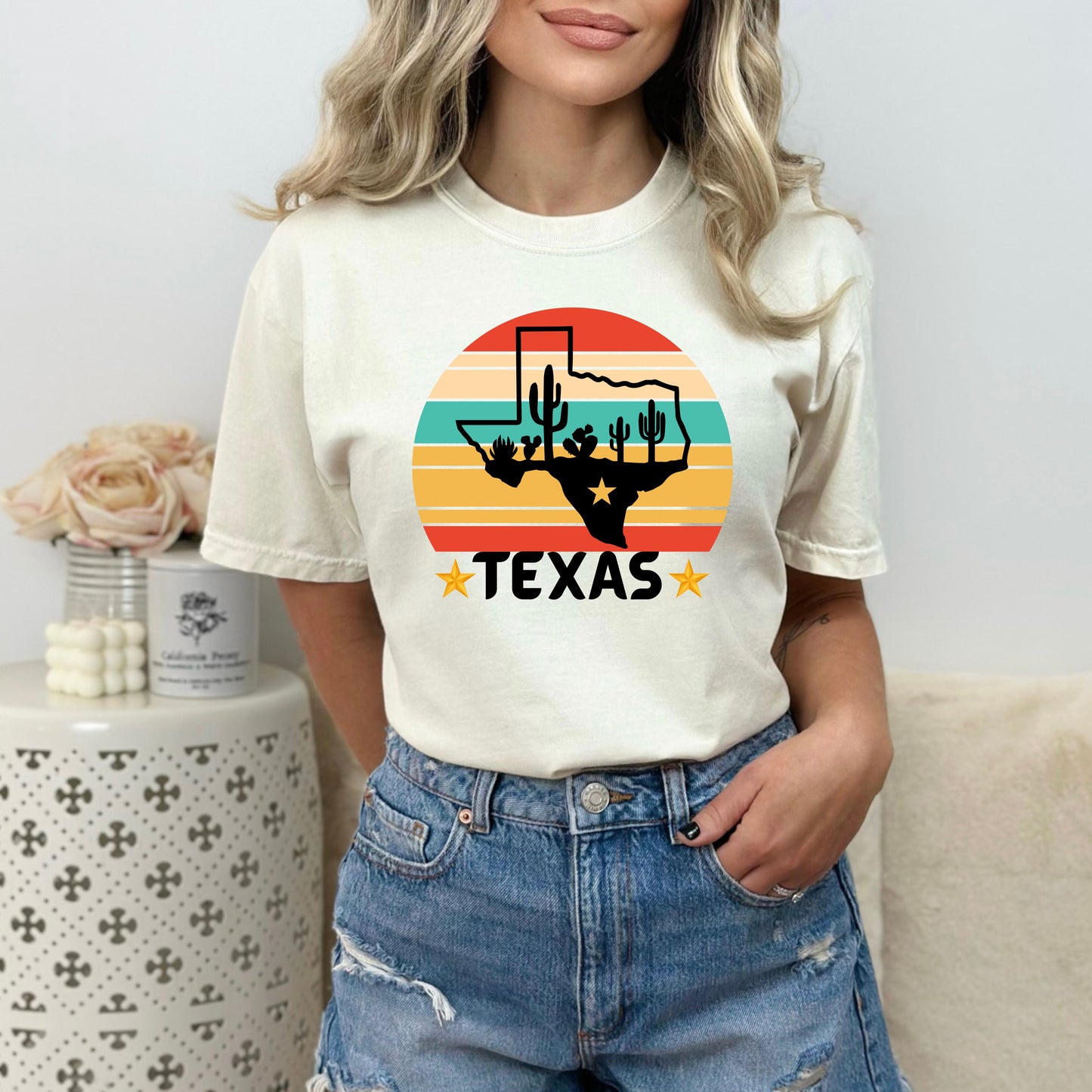 Texas Colorful T-Shirt, Texas Sunset T-Shirt For Women, Western T-Shirt, Texas Shirt, Texas Sunset Shirt, Gifts For Her, Gifts For Mom
