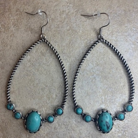 Turquoise Teardrop Loop Earrings