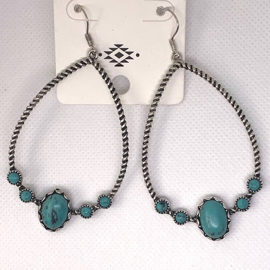 Turquoise Teardrop Loop Earrings