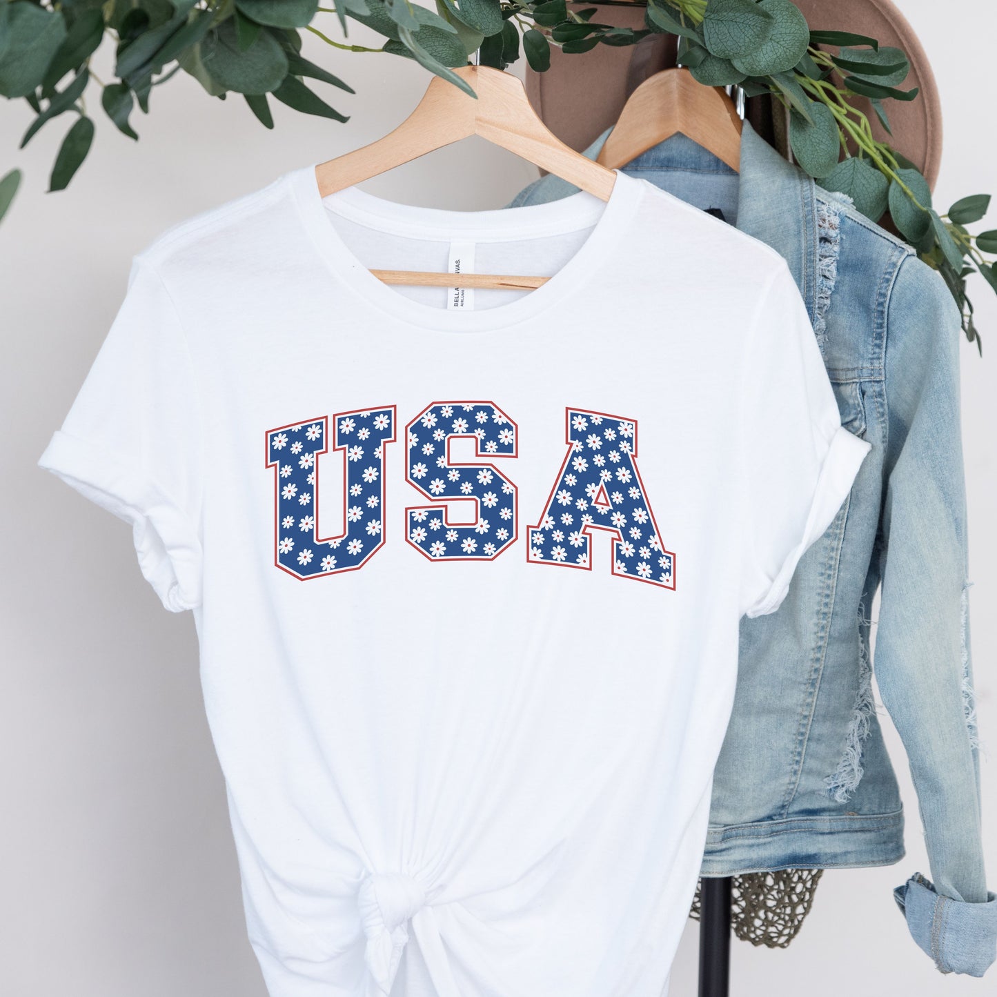 USA Floral Jersey Short Sleeve Tee