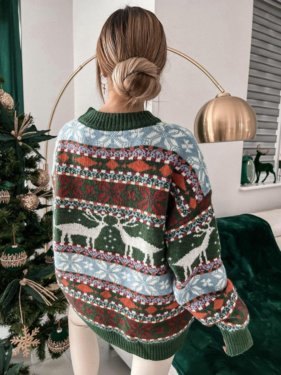 Christmas Geometric Dropped Shoulder Sweater