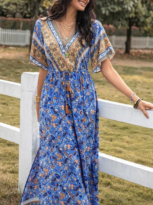 Cool and Classy:  Printed  Maxi Dress with Half Sleeve