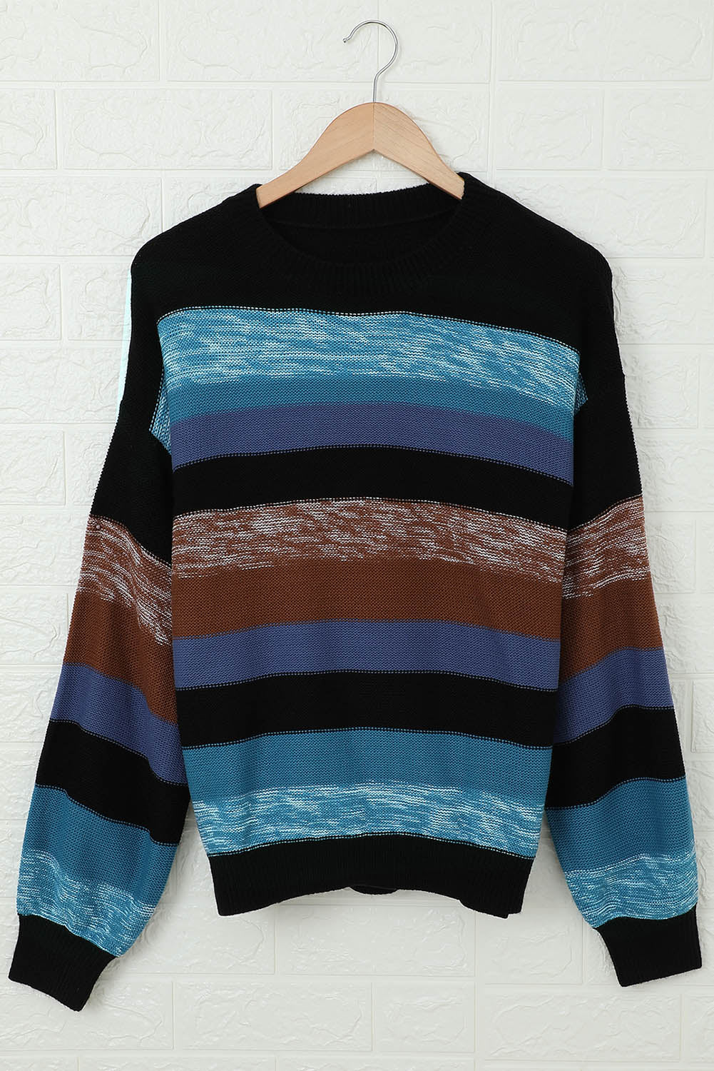 Multi-Color Striped Drop Shoulder Sweater