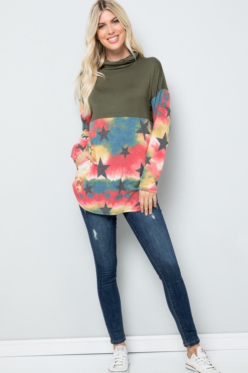 Tie-Dye Long Sleeve Blouse