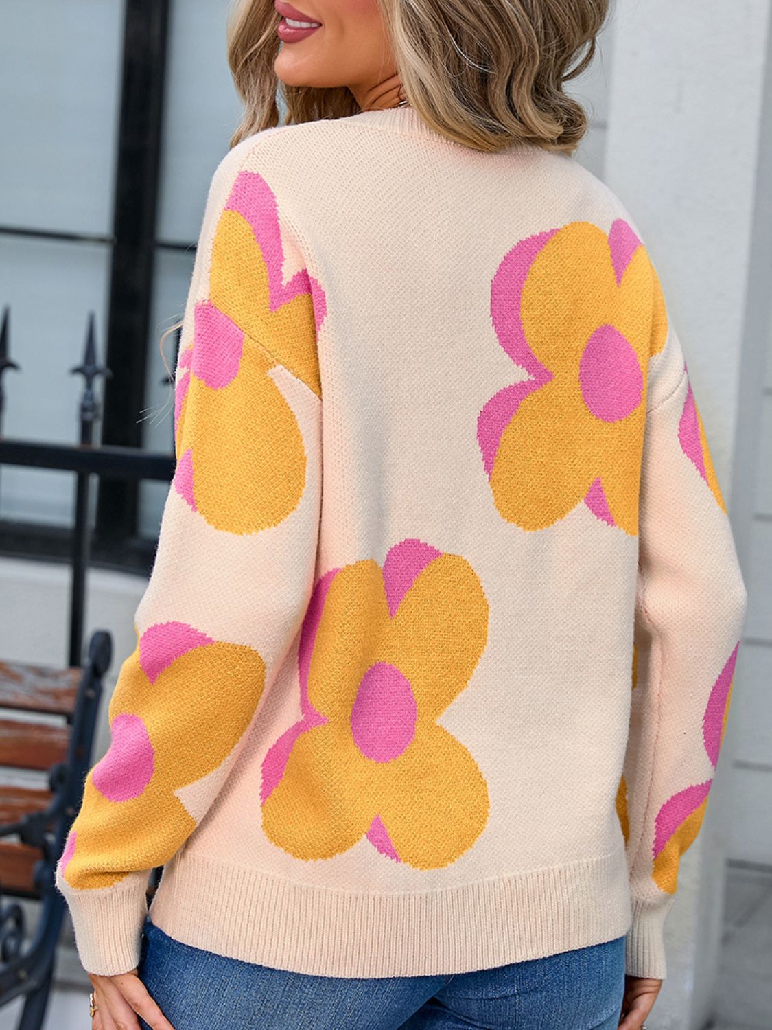 Big Blooms:  Long Sleeve Sweater