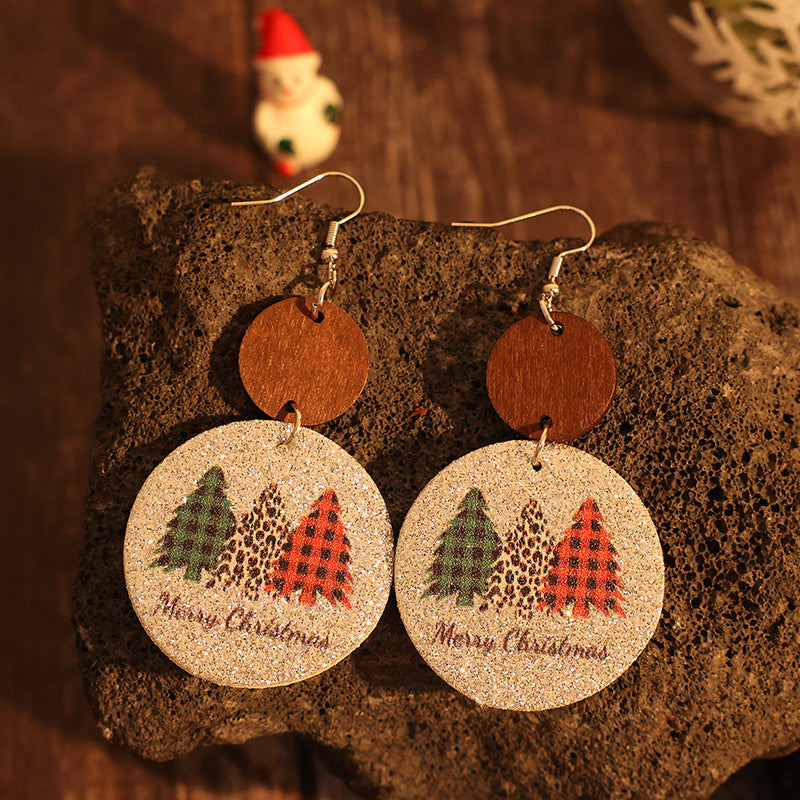 Round Christmas Tree Earrings