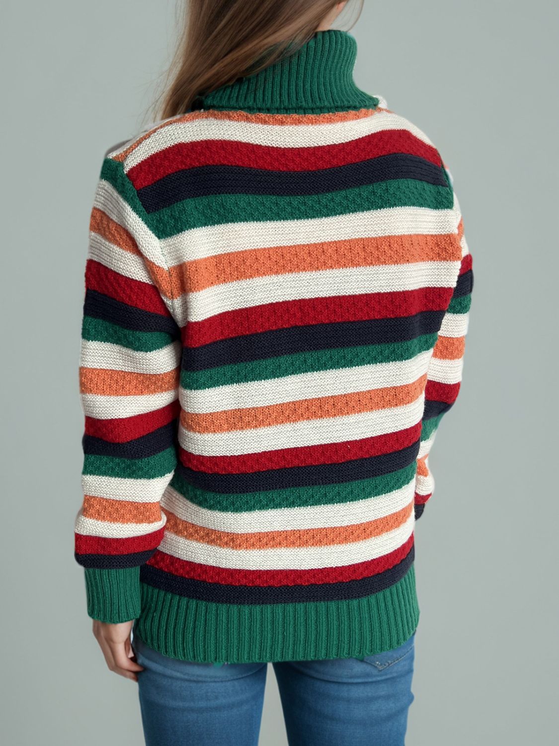 Cute Striped Turtleneck Long Sleeve Sweater