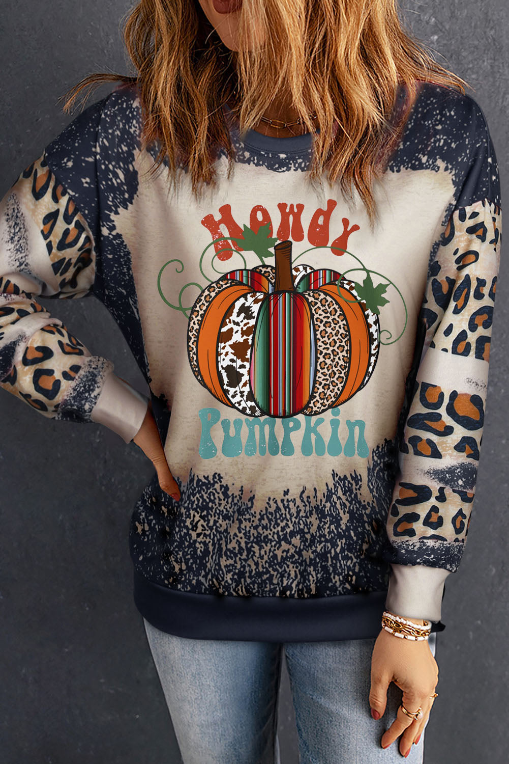 Howdy Pumpkin Leopard Print Sweatshirt