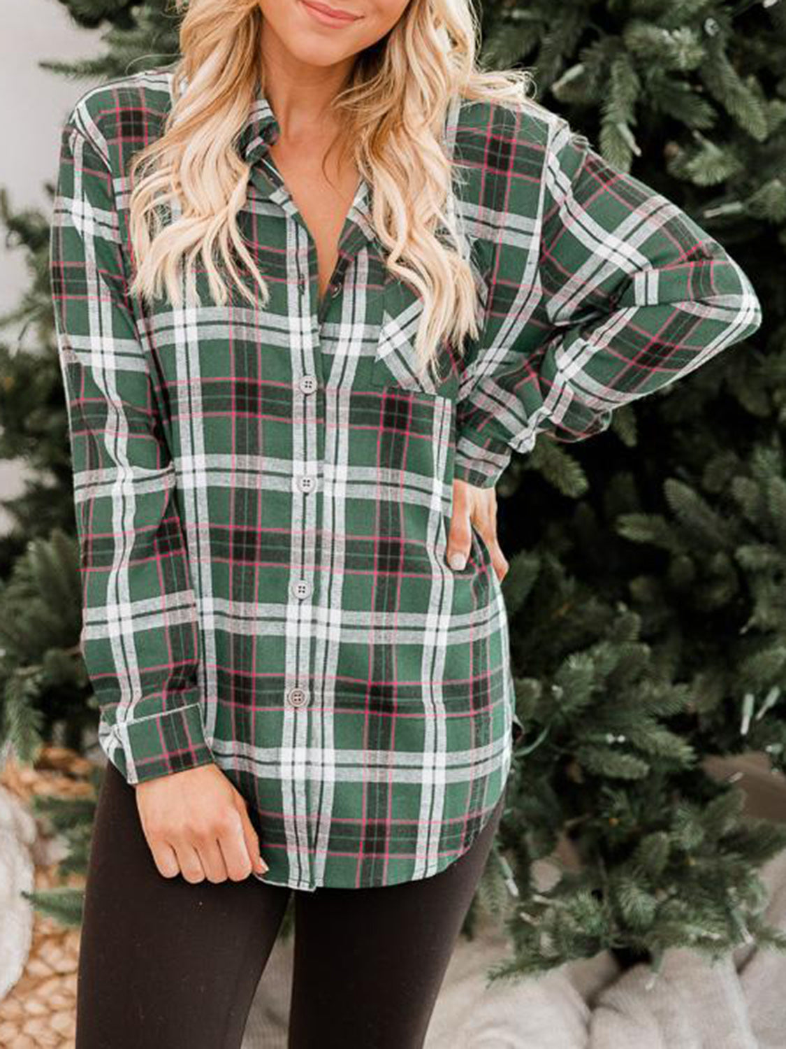 Plaid Button Down Long Sleeve Shirt