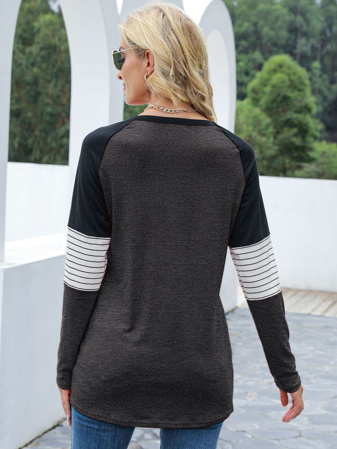 Contrast Striped Long Sleeve T-Shirt