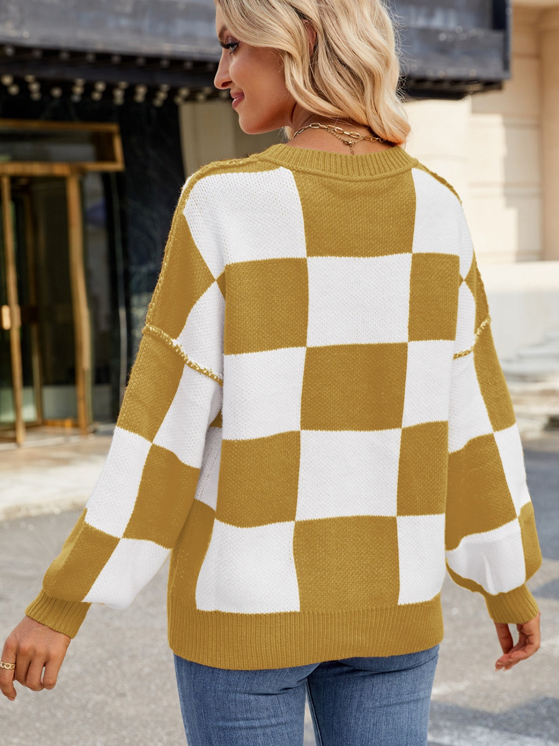 Checkered  Long Sleeve Sweater